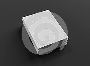 Blank book hardcover pile mockup isolated on grey background 3D rendering