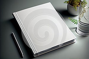 Blank book isolated on grey to replace your design, AI Generated