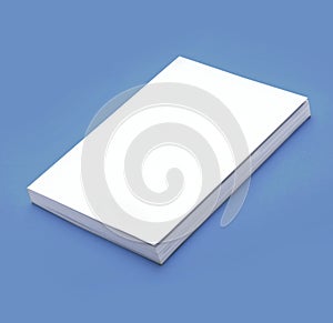 Blank Book With White Cover on Blue Background, Template for Agenda, Mock up