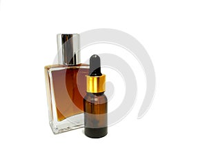 blank bottle of perfume and dropper