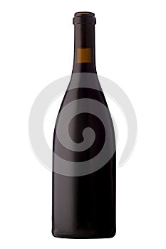 A blank bottle of red wine