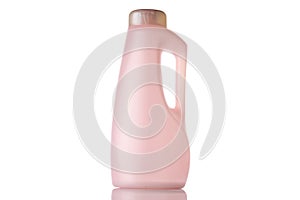 Blank bottle for soap shampoo and mineral cosmetic. Clear plastic cap for sanitizer gel or water isolated on white. Spray, pump