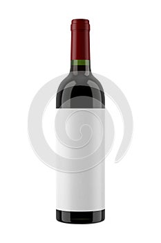 Blank bottle of wine isolated on a white background
