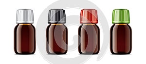 Blank bottles mockups for syrup or other pharmaceutical liquids.