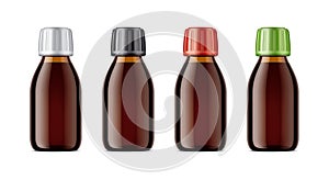 Blank bottles mockups for syrup or other pharmaceutical liquids.