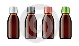 Blank bottles mockups for syrup or other pharmaceutical liquids.