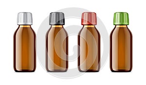 Blank bottles mockups for syrup or other pharmaceutical liquids.