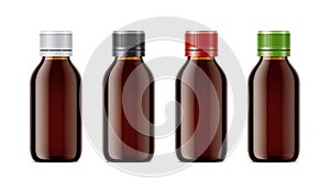 Blank bottles mockups for syrup or other pharmaceutical liquids.