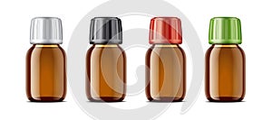 Blank bottles mockups for syrup or other pharmaceutical liquids.