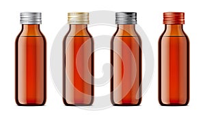 Blank bottles mockups for syrup or other pharmaceutical liquids.