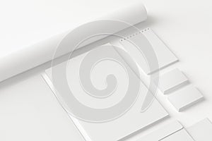 Blank branding stationery set isolated on white as template for identity design presentation