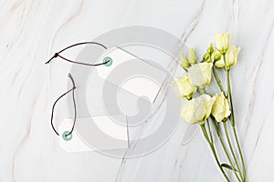 Blank branding tag mockup. Tags for price, gift, sale, address label with floral elements