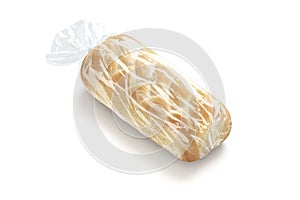 Blank bread in transparent cellophane pack mockup, side view