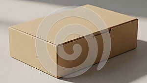 Blank Brown Cardboard Box Mockup on a Plain Surface
