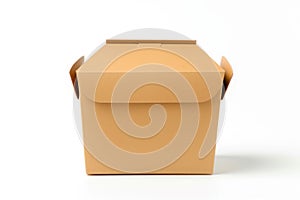 Blank brown cardboard box on white background