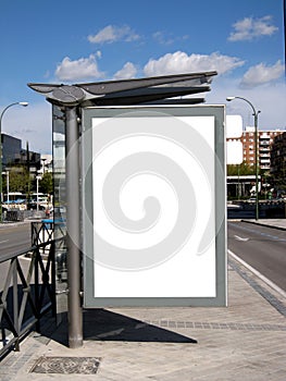 Blank bus stop billboard