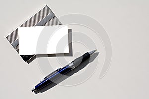 Blank business card and pen with clipping path.