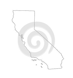 Blank California vector map silhouette illustration isolated on white background.