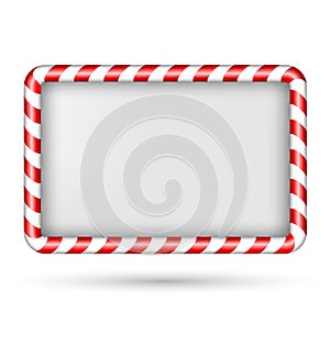 Blank candy cane frame isolated on white