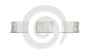 Blank canvas cosmetic bag mockup, front and side view