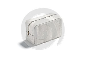 Blank canvas cosmetic bag mockup, side view