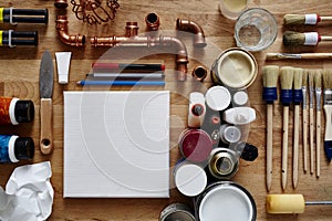 Blank canvas in creative chaos photo