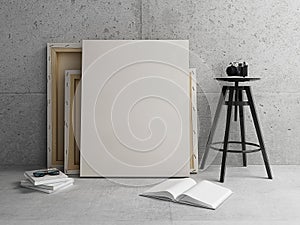 Blank Canvas with modern concrete interior photo
