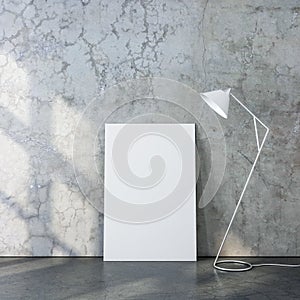 Blank canvas Poster mockup with floor lamp