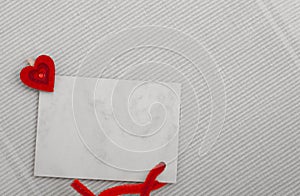 Blank card copy-space text message and red heart symbol love