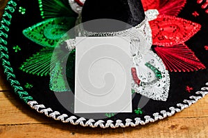 Blank card on mexican charro hat