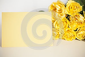 Blank card with yellow roses