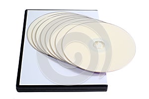 Blank case DVD / CD and disk on white background