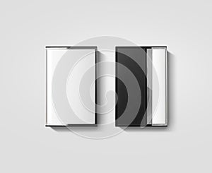 Blank cassette tape box design mockup, , back side view