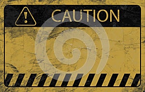 Blank Caution sign or warning symbol on grunge yellow background for construction and road safety concept