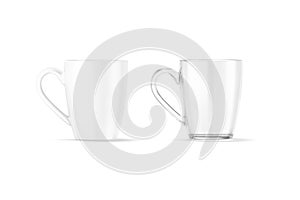 Blank ceramic and glass henley mug with handle mockup, isolated