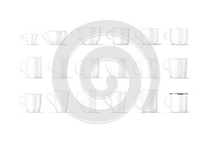 Blank ceramic mug mockup, different types, front view