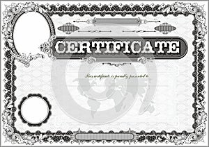 Blank certificate blank. A4 format. black