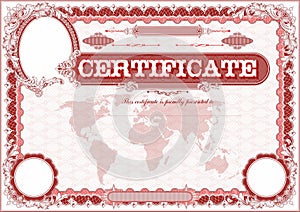 Blank certificate blank. A4 format. red