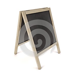 Blank chalk board on stand. 3d illustration