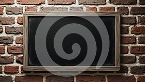 Blank Chalkboard on Brick Wall