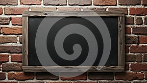 Blank Chalkboard on Brick Wall
