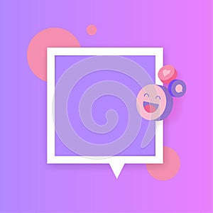 Blank chat message sign with social network icons neon style, Smile face emoji emoticon icon, doodle, and heart for Web, Internet