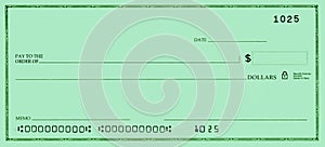 Blank Check with False Numbers photo