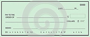 Blank check with false numbers