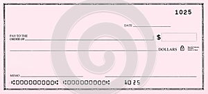 Blank Check with False Numbers photo