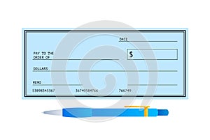 Blank Check. Financial Payment. Chequebook template. Vector stock illustration.