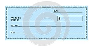 Blank Check. Financial Payment. Chequebook template. Vector stock illustration.