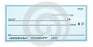 Blank Check Isolated on White