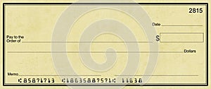 Blank Check with Light Parchment Background