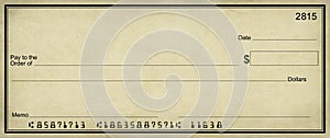 Blank check parchment background photo